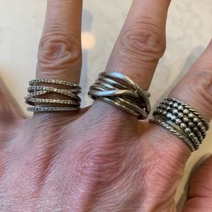 Three silver rings - sold as set